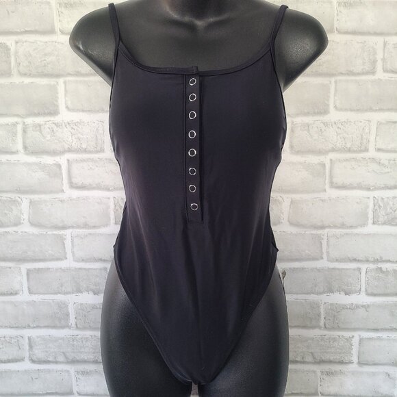 UpWest One Piece Swimsuit Henley High Leg Tank Small Beach NEW $88 - Picture 1 of 7